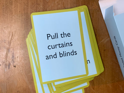 A Pocket Money Card showing the text: Pull the curtains and blinds.