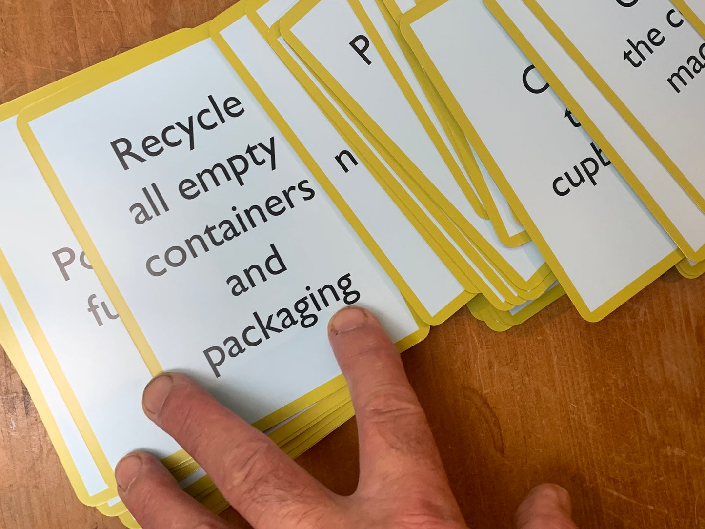 A Pocket Money Card showing the text: Recycle all empty containers and packaging.  